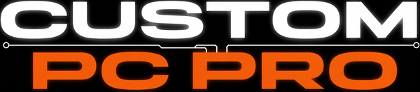 Logo of Custom PC Pro with 'CUSTOM' in white and 'PC PRO' in orange on a black background.